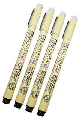 Produktbild von Sakura Pigma Micron 02, schwarzer Stift, 0,3 mm Linienstärke – Packung mit 4 Stück (02)