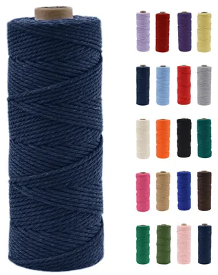 Makramee-Kordel 100 m, 2 mm, marineblau, Baumwolle, DIY
