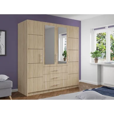 Obrázek produktu pro Šatní skříň 196 cm se zrcadlem OFELIA D4 - dub sonoma