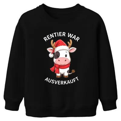 Immagine prodotto di Felpa unisex per bambini con motivo natalizio: mucca e renna divertenti, regalo carino, esaurita, nero, taglia 116