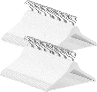 Produktbild von Famanu Holzkleiderbügel mit drehbarem Haken und Antirutsch-Hosenstange - 80 Stück