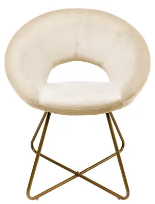 Produktbild von HOME DELUXE - Esszimmerstühle Samt SELESA - Farbe: Beige, Bezug: Samtstoff, Gestell: Gold, pulverbeschichtetes Metall, max. 120 kg I Rundsessel, Küchenstuhl, Wohnzimmerstuhl, Polsterstuhl