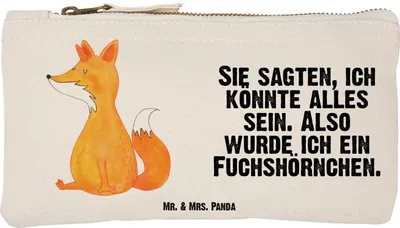 Produktbild von Mr. & Mrs. Panda Kosmetiktasche Einhorn Wunsch Größe S Klein - Weiß - Geschenk, Baumwolltasche, Schminktasche, Einhörner, Fuchs, Fuchshörnchen, Unicorns, Federmappe