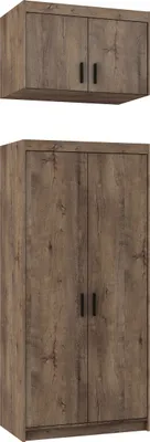 Produktbild von Tkmoebel 2-türiger Zweitüriger Kleiderschrank + Aufsatz LENA 2D laminierte Platte Breite 89,7cm,Lefkas-Eiche