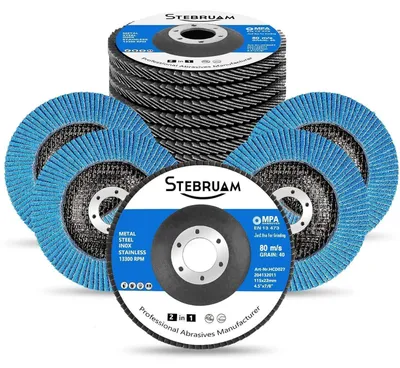 Obrázok produktu pre Brúsne kotúče 115 mm, zrniteľnosť 40, 12 kusov, pre uhlovú brúsku, vhodné na kov a drevo, modrej farby