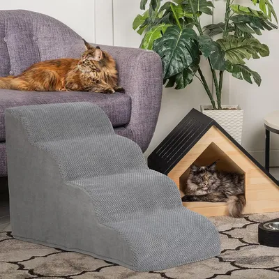 Image de escalier pour chien à 4 marches pour lit/canapé avec mousse ferme et housse lavable