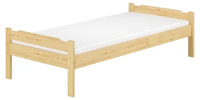 Produktbild von Einzelbett Bettrahmen Kiefer natur 80x200 Massivholzbett Zubehör wählbar V-60.31-08Rollrost und Matratze inkl.