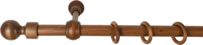 Produktbild von SN Deco - Stilgarnitur Gardinenstange Vorhangstange Giro, Holz, 28 mm, 1-Lauf, Komplettset mit Ringen, Farbe Walnuss, 240 cm (2x120 cm)