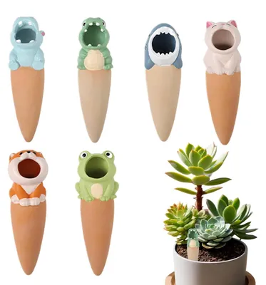 Produktbild von Set mit 6 automatischen Pflanzenbewässerern in Tierform