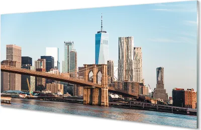 Produktbild von Glasbilder 120x60 Wandkunst Panorama Brücke Fluss