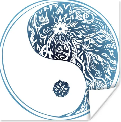 Produktbild von MuchoWow® Poster Eine Illustration von Yin und Yang in Blumen 75x75 cm - Wand Dekoration