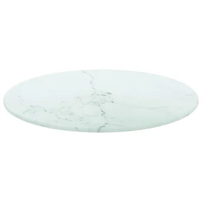 Produktbild von vidaXL Tischplatte Weiß Ø40x0,8 cm Hartglas in Marmoroptik