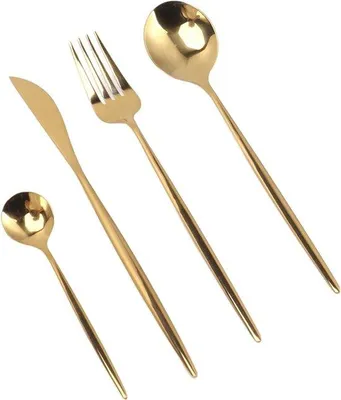 Produktbild von Edelstahl Besteckset Lebensmittelqualität Nachhaltig Hitzebeständig Geschirr für Restaurant - GOLD - Hochwertige Magnetrondoosje