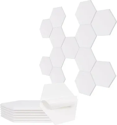 Produktbild von Famanu Akustikpaneele Sechseckig - Selbstklebend, Hochdicht, 305 x 254 x 10 cm, 12 Stück