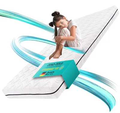 Image de Alavya Home matelas pour enfant Cosy PLUS 80x160 cm mousse froide blanc épaisseur 16 cm fermeté moyenne H2 housse amovible lavable 60°C