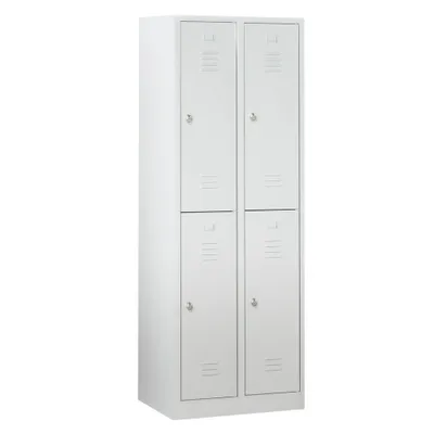 Produktbild von Stahl-Fächerschrank 4 Fächer, mit Sockel und Drehriegelverschluss, BxTxH 600 x 500 x 1800 mm, Farbe lichtgrau RAL 7035