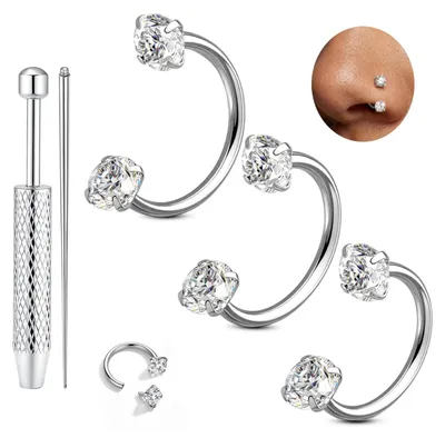 Productafbeelding van Set van 3 G23 Titanium Hoefijzer Neusringen