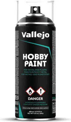 Immagine prodotto di Vallejo Hobby Paint Spray Nero 400 ml. Primer in Spray per Modellismo e Modelli, Finitura Opaca e Autolivellante. Base in Aerosol con 2 Diffusori