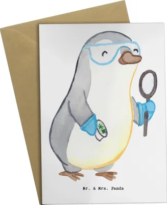 Produktbild von Mr. & Mrs. Panda Grußkarte Biologe Herz - Weiß - Geschenk, dankeskarten, Tests, Bachelor, Master, Grußkarten, Labor, Studium, genesungskarte, einladungskarten