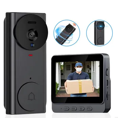 Productafbeelding van Deurbel met camera, draadloze video-deurbel met een resolutie van 680 x 480, draadloze deurbel met camera en een 4,3-inch IPS-scherm