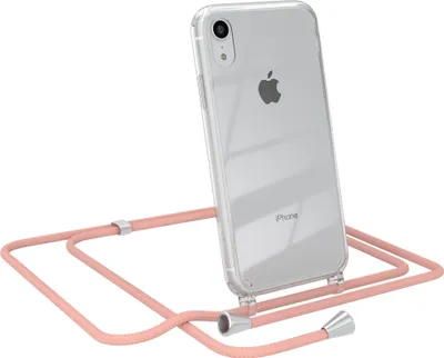 Produktbild von EAZY CASE Handykette kompatibel mit Apple iPhone XR, Handyhülle mit Umhängeband, Handykordel, Schutzhülle Clear, Band in Rosa