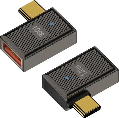 Produktbild von INF USB A Buchse auf USB C Stecker Adapter 120W, Zinklegierung, Winkeldesign