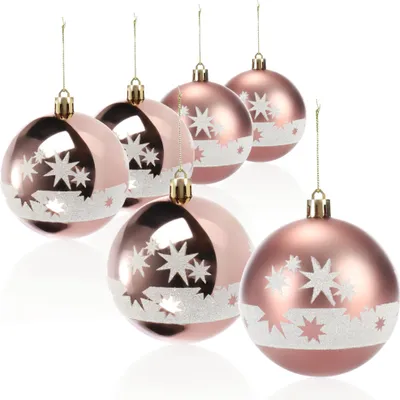 Produktbild von com-four® 6x Weihnachtskugeln, Christbaumkugeln bruchsicher aus Kunststoff für Weihnachten, Baumschmuck für den Christbaum mit Anhänger