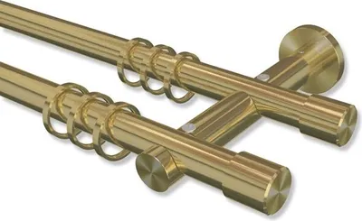 Produktbild von Interdeco Gardinenstange, Vorhangstange Messing-Optik Modell Platon Santo, 20 mm Ø 2-läufig, 160 cm