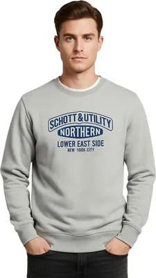 Produktbild von Herren Sweatshirt aus grauer Baumwolle mit Schriftzug von Schott Northern S