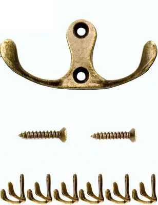 Image de Ensemble de 6 crochets vintage Unyqoos®, en fonte avec finition bronze vieilli, dimensions 2,6 x 5,4 cm, adaptés pour l'entrée, la salle de bain et la cuisine