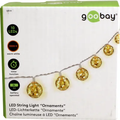 Obrázek produktu pro Goobay 58119, Vílí světýlka, Zlato, Průhledná, Kov, Polyvinylchlorid (PVC), IP20, Průhledná, 10 žárovek
