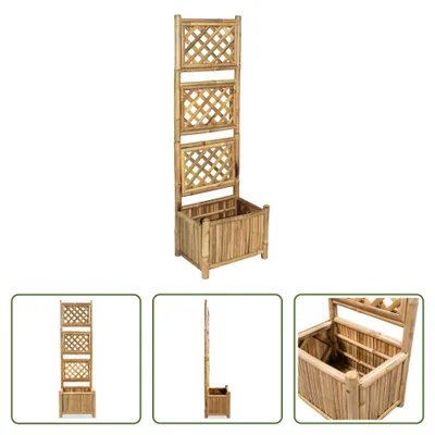 Image de The Living Store Bac à plantes avec treillis Bambou 40 cm