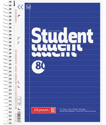 Produktbild von Kollegblock Student A5 70g/qm liniert 80 Blatt blau Packung mit 5 Stück
