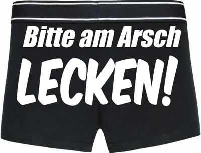 Produktbild von Boxershorts - Mann - Boxer-0029-man-black-h-M - schwarz - M - hinten - Bitte am Arsch lecken - lustiges Motiv - Spruch - Unterwäsche - Unterhose - Freizeit - lustig