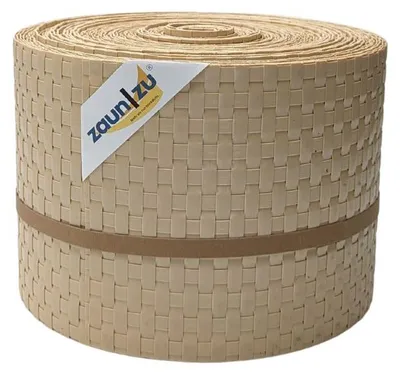 Produktbild von Sichtschutzstreifen zaun|zu RATTAN 26m Rolle Zaunblende für Doppelstabmattenzaun Beige 26m