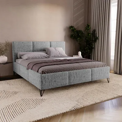 Produktbild von Chilly Möbel Design Bett Modero - Polsterbett mit Bettkasten, Lattenrost und Kopfteil 200x200 cm / Metallrahmen / Neve / Grau