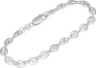 Produktbild von 18cm 925 Echt Sterling Silber Kette Kaffeebohne Herren Armband 5,6mm 7,5g 5455