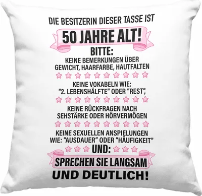 Produktbild von Trendation - 50. Geburtstag Frauen Deko-Kissen mit Füllung 40x40 Geschenk Geschenkidee 50er Geburtstag Spruch Perfektion Mama Mutter Lustiger Spruch Witzig (Rosa)