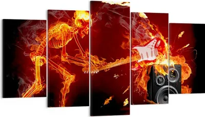 Produktbild von Bild auf Leinwand - Leinwandbild - Feuer Instrument Skelett - 160x85cm - Wand Bild - Wanddeko - Leinwanddruck - Bilder - Kunstdruck - Wanddekoration - Leinwand bilder - Wandkunst - EA160x85-0210