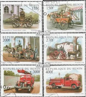 Produktbild von Briefmarken Benin 1998 Mi 1010-1015 (kompl.Ausg.) gestempelt Alte Feuerwehrfahrzeuge