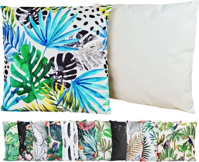 Produktbild von JACK Outdoor Motiv Kissen 45x45cm Lounge Dekokissen inkl. Füllung Wasserabweisend Sitzkissen Garten Stuhl, Farbe:Dschungelblätter