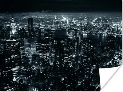 Produktbild von MuchoWow® Poster Skyline - New York - Nacht 40x30 cm - Plakate für die Wände - Poster Wohnzimmer