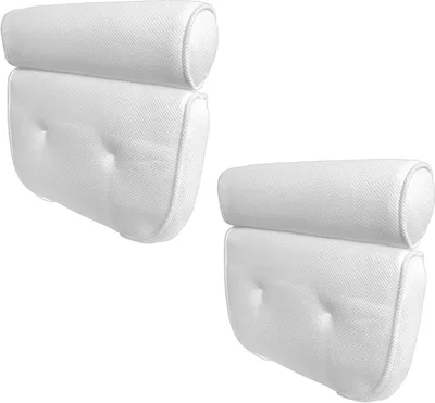 Produktbild von 2er Set Badewannenkissen Nackenkissen Weiß Wannenkissen Kopfkissen Polyester Badekissen Kopfstütze Badewannen Kissen