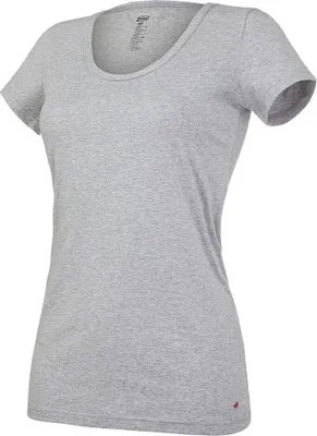 Produktbild von Damen T-Shirt kurzer Ärmel dünn U-Ausschnitt Outlast® - grau meliert, XL