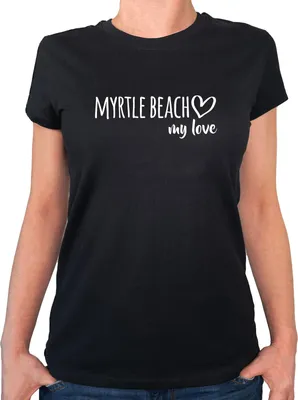 Produktbild von Huuraa Damen T-Shirt Myrtle Beach my love M Black Bio Baumwolle Fairtrade Damenshirt Geschenkidee