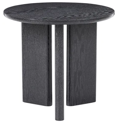 Produktbild von BELIANI Beistelltisch Schwarz MDF Holzoptik Rund ⌀ 50 cm Modernes Design Dreibein Ablagetisch Dekotisch Kleines Tischchen Sofatisch Beitisch