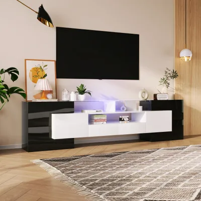 Produktbild von ProximaX TV - Schrank: Hochglänzendes Weiß , modernes Design mit LED - Beleuchtung 200 cm