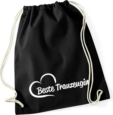 Produktbild von Huuraa Turnbeutel Beste Trauzeugin Herz 12 Liter Black Baumwolle Rucksack Geschenkidee