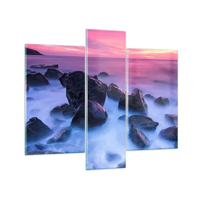 Produktbild von Bilder auf glas - Strand ufer wolken dämmerung - 95x80cm - Glasbilder - Wandbilder - Kunstdruck - zum Aufhängen bereit - Wanddekoration aus Glas - Glas Bilder - Wandbild auf Glas - GCB95x80-2409