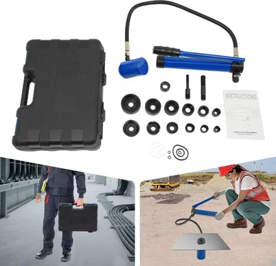 Image de Kit de perforation hydraulique - Pompe manuelle - 6 matrices - Portable - Interrupteur pratique - Bleu
